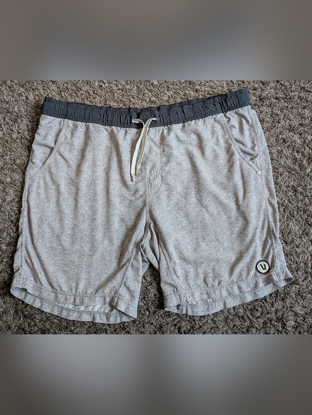Vuori Grey Printed 7" Boxer Brief Lined Athletic Shorts Men's L